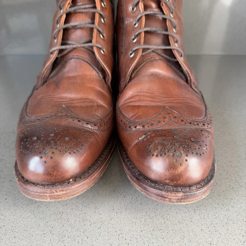 Allen Edmonds Dalton Boots Mens 11 D Dark Chili Leather Wingtip Brogue Dress